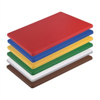 mm W Set of six colour coded chopping boards. x 305 L Low density Hygiplas Standard Low Density Chopping Board Set 12 x 455 H 